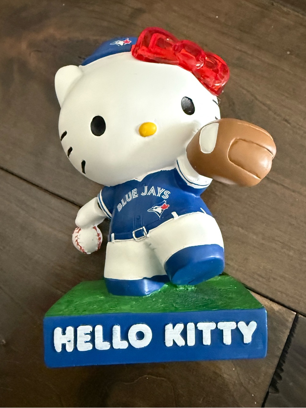 Hello Kitty Blue Jays Figure with Red Lighted Bow